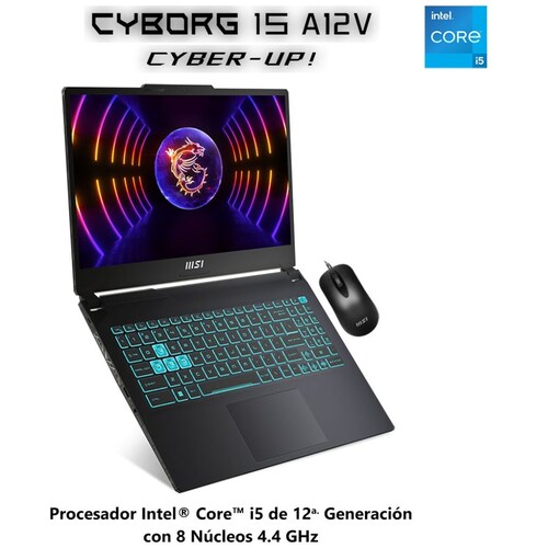 Laptop Gamer Msi Cyborg 15 A12Ve-477Mx Ci5 12 8Gb 512Gb Rtx4050 + Mouse