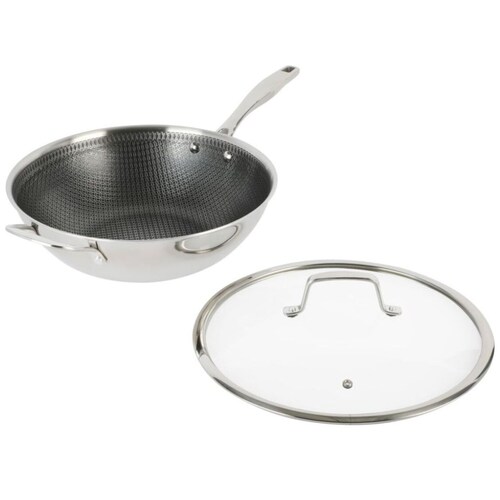 Wok Kenmore Acero Inoxidable con Tapa Vidrio