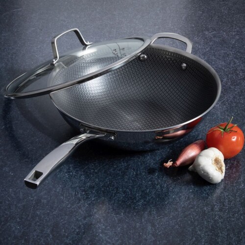 Wok Kenmore Acero Inoxidable con Tapa Vidrio