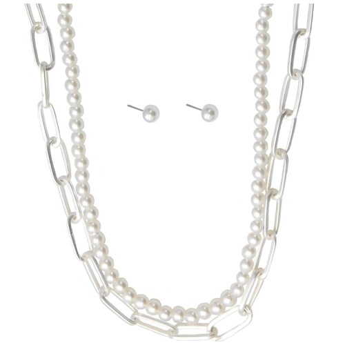 Juego Collar Y Aretes 2H Cadena Y Esferas Roxxy Bijoux