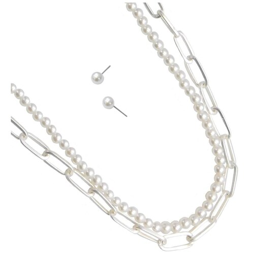Juego Collar Y Aretes 2H Cadena Y Esferas Roxxy Bijoux