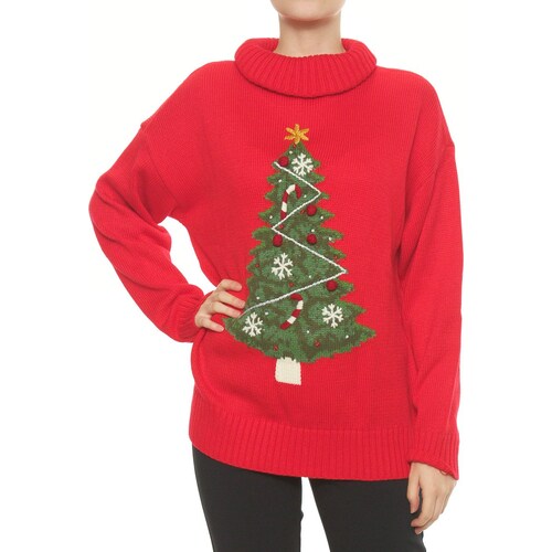 Suéter Navidad Árbol en Cuello Ruso para Mujer Arqueology