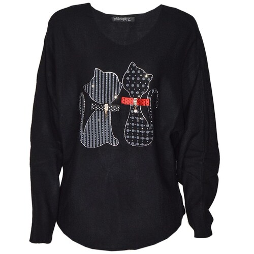 Suéter Estampado de Gatos para Mujer Philosophy Jr Plus