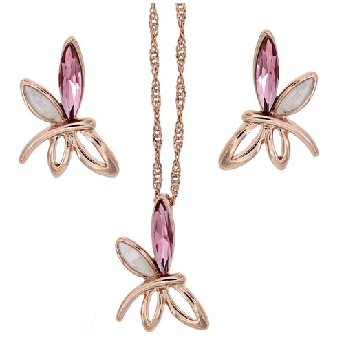 Juego de Aretes +Dije + Cadena Mariposa Camila Madrid