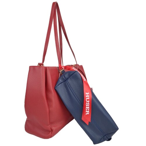 Bolsa Huser Tipo Tote Color Rojo con Cosmetiquera.