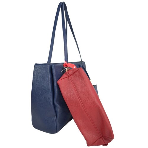 Bolsa Huser Tipo Tote Color Azul Marino con Cosmetiquera.