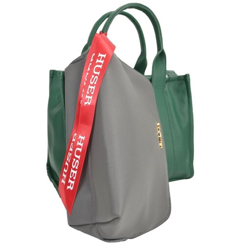 Bolsa Huser Tipo Tote Color Verde con Cosmetiquera.