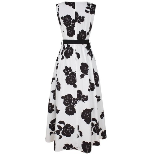 Vestido Basel Sin Manga Diseño Estampado Monocromía de Rosas