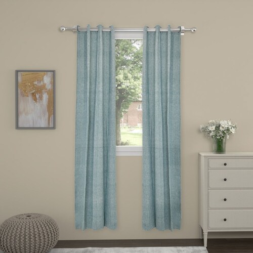 Cortina 1 Panel Arillo Telar 1.05X2.10 Azul Home & Details