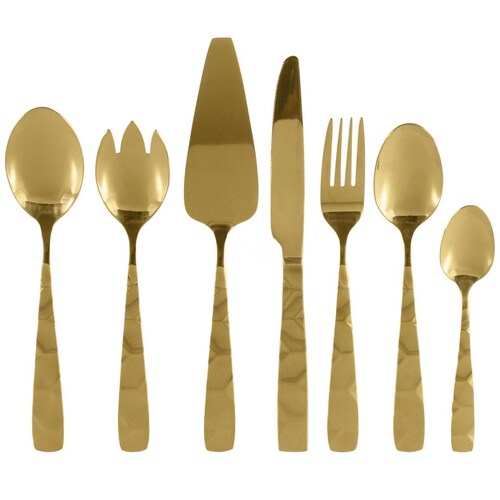 Set de 19 Cubiertos Dorados de Acero Inoxidable  Crown Baccara