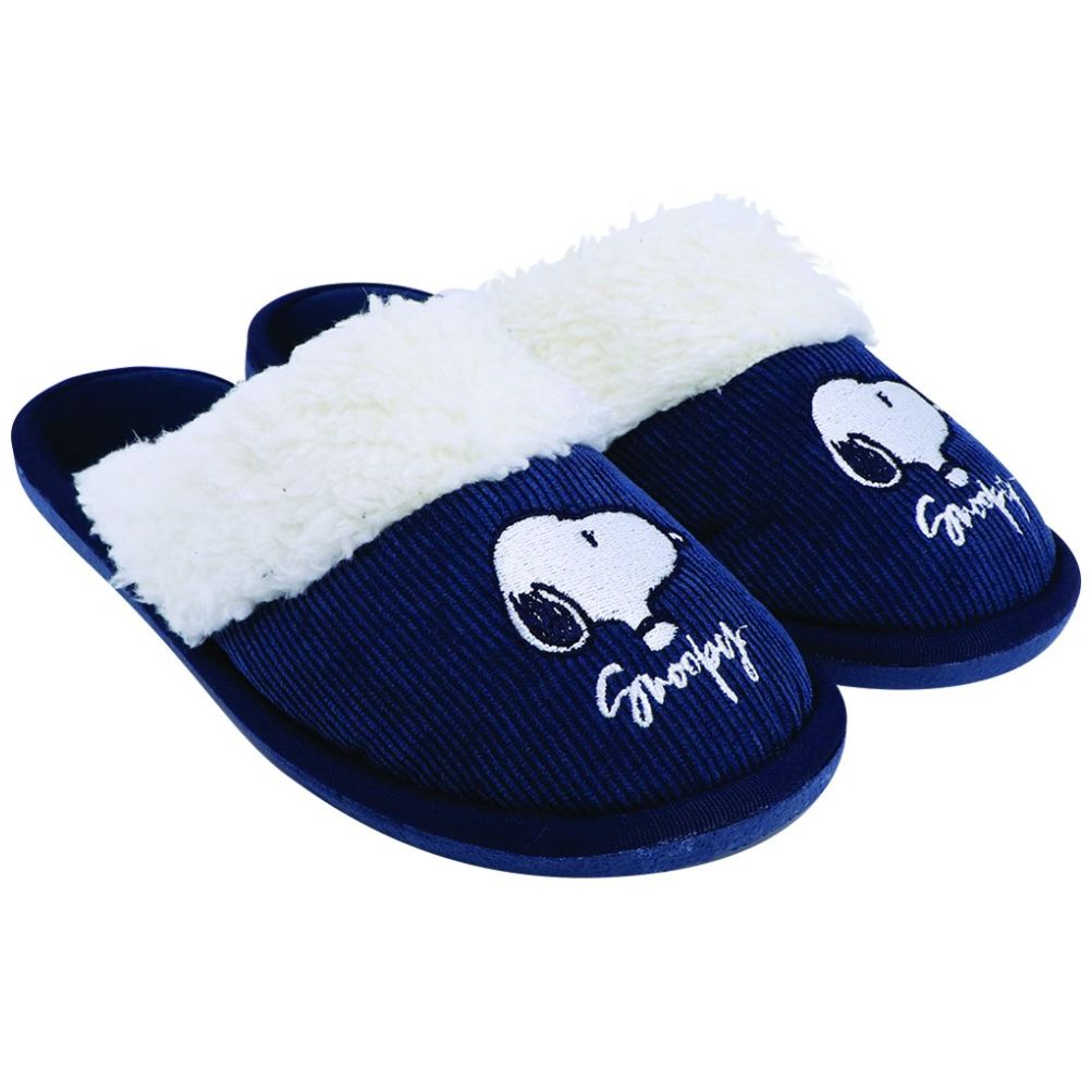 Pantufla Snoopy con Pestaña Afelpada Marino Arra para Mujer