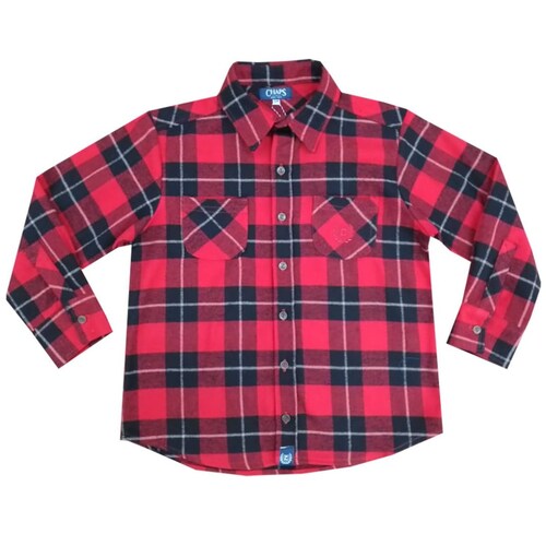 Camisa para Niño Manga Larga Cuadros Franela Roja Chaps