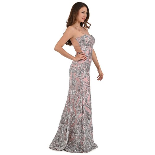 Vestido de Fiesta de Lentejuela Plateada la Ruiseñada para Mujer