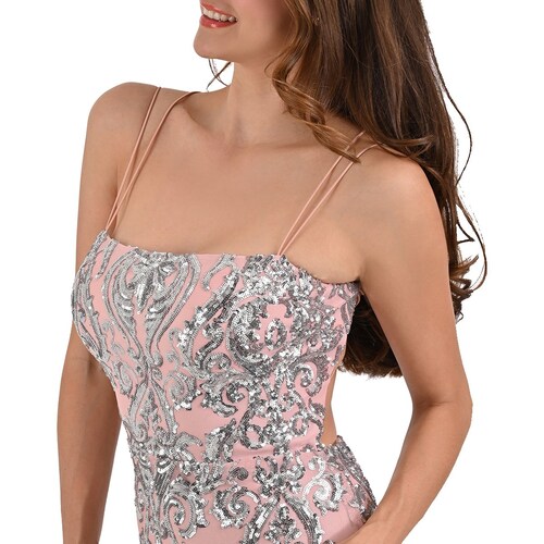 Vestido de Fiesta de Lentejuela Plateada la Ruiseñada para Mujer