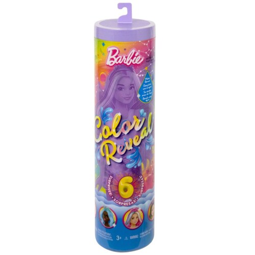 Barbie Color Reveal Muñeca Galaxia Arcoíris con 6 Sorpresas