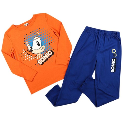 Pijama Sonic Playera Manga Larga Pantalón con Estampado para Niño