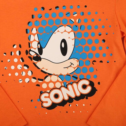Pijama Sonic Playera Manga Larga Pantalón con Estampado para Niño