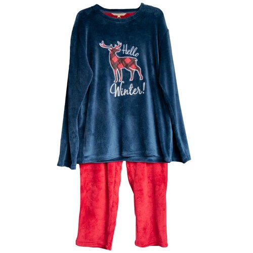 Conjunto Pijama Oscar Hackman Navidad Reno Deer Azul Marino para Hombre