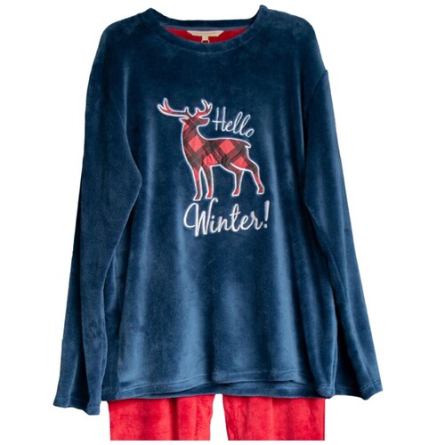 Conjunto Pijama Oscar Hackman Navidad Reno Deer Azul Marino para Hombre