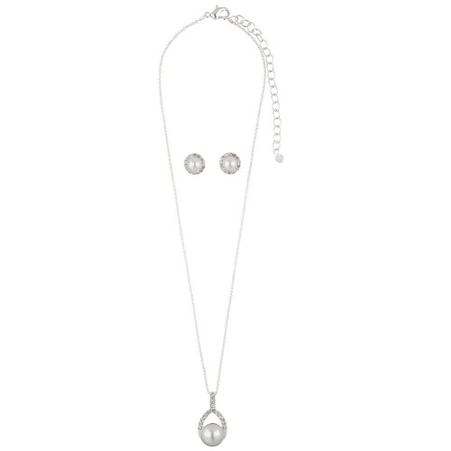 Set Collar Y Aretes  Youre Invited Color Plata Acabado Pulido