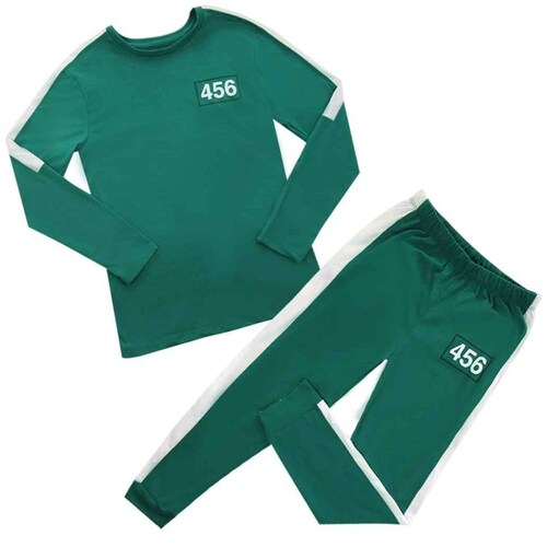 Pijama Squid Game Playera Manga Larga Pantalón para Hombre
