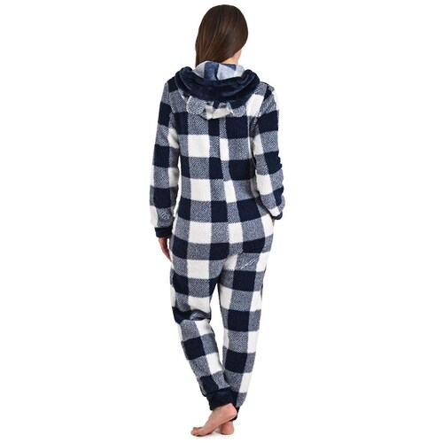 Mameluco Flanel con Gorro Cuadros Isotoner