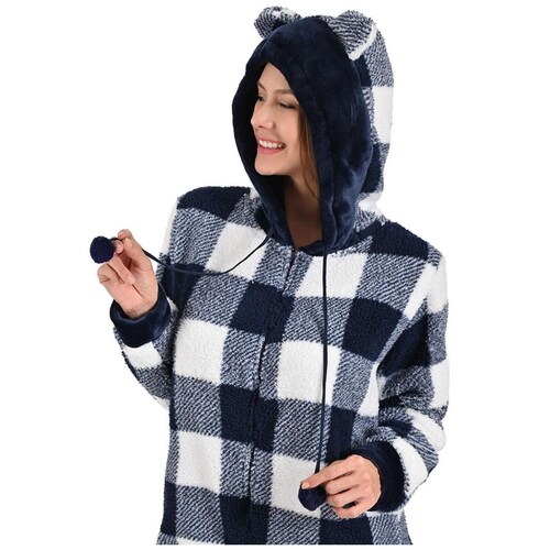 Mameluco Flanel con Gorro Cuadros Isotoner