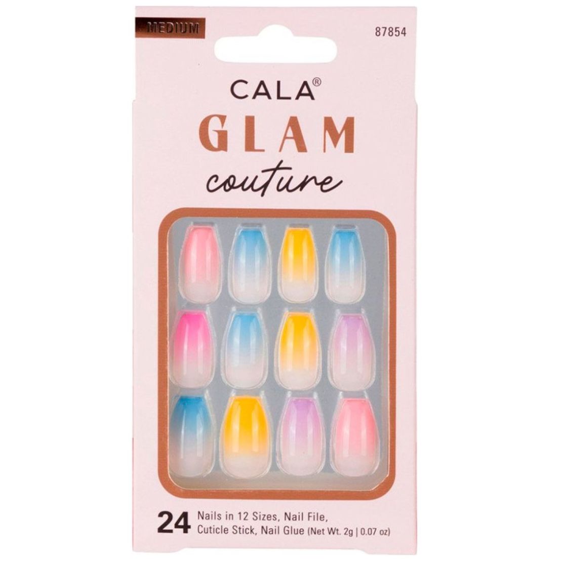 Cala Kit De Uñas Postizas Medium Coffin French con Punta de Color 24 piezas image number 0