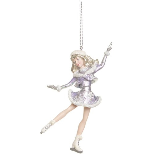 Colgante Patinadora Plata Y Blanco 11Cm