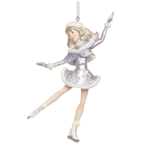 Colgante Patinadora Plata Y Blanco 11Cm