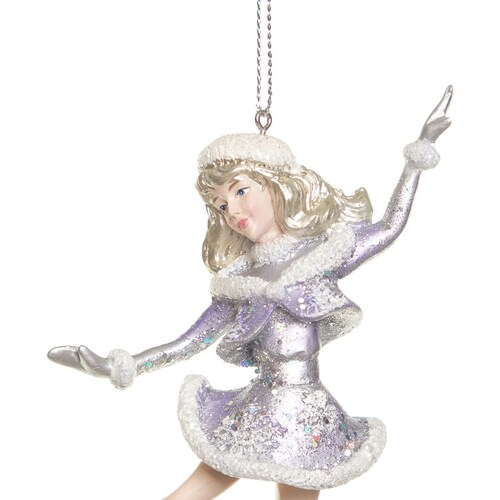 Colgante Patinadora Plata Y Blanco 11Cm