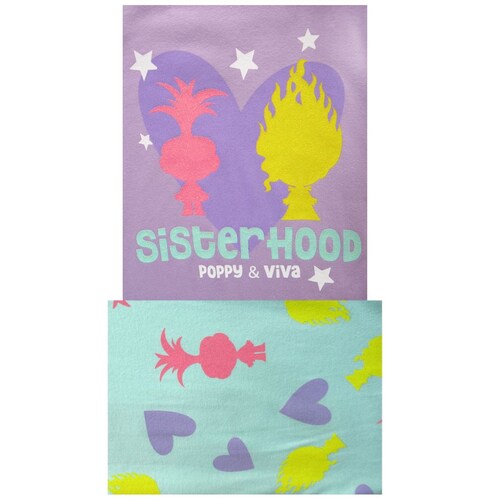 Pijama Trolls Playera Manga Larga Pantalón Y Pantufla con Estampado para Niña