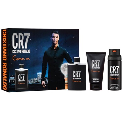 Set Eau de Toilette Cr7 Game On 100 Ml + Gel de Baño + Spray Corporal para Hombre