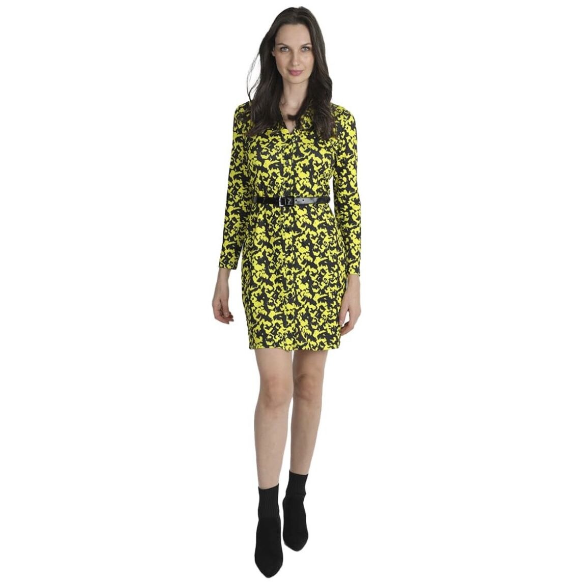 Vestido Mesh Flock Manga Larga