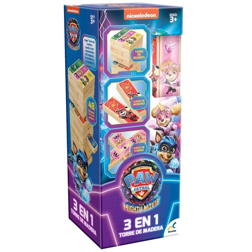 Torre de Madera 3 en 1 Paw Patrol The Movie 48 Bloques