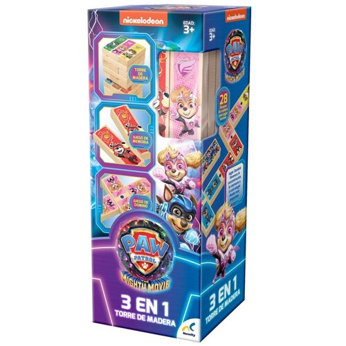 Torre de Madera 3 en 1 Paw Patrol The Movie 48 Bloques