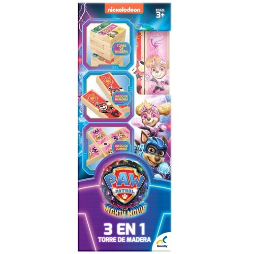 Torre de Madera 3 en 1 Paw Patrol The Movie 48 Bloques