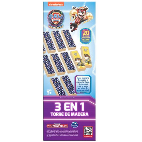 Torre de Madera 3 en 1 Paw Patrol The Movie 48 Bloques