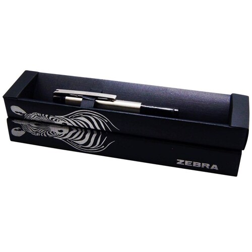 Bolígrafo Stick de Acero Inoxidable F-301 Compact Zebra Negro
