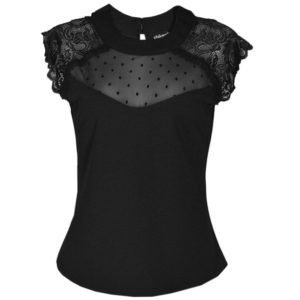 Blusa con Encaje y Transparencia para Mujer Philosophy