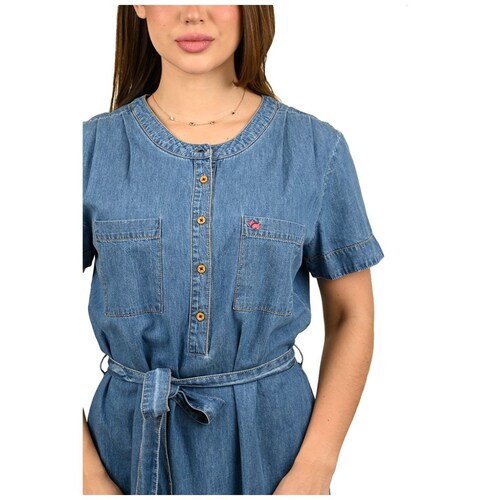 Vestido de Manga Corta con Cinta Ferrioni para Mujer