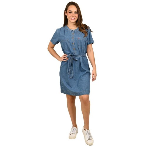 Vestido de Manga Corta con Cinta Ferrioni para Mujer