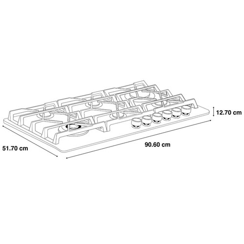 Parrilla Io Mabe a Gas Lp 90 Cm Acero Pio96Kmti0
