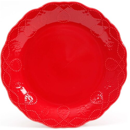 Vajilla 12 Piezas Roja Redonda Cerámica
