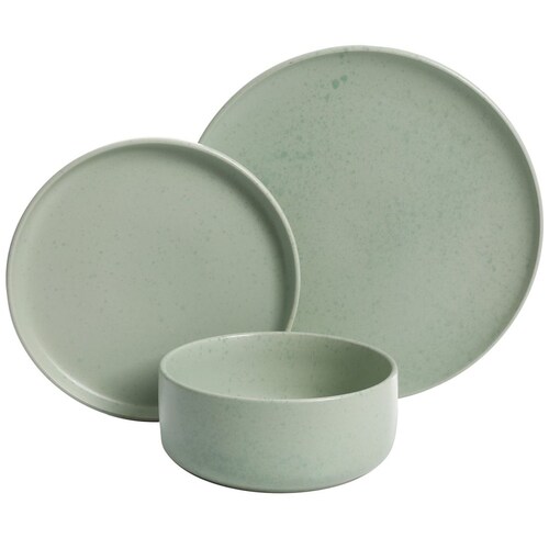 Vajilla 12 Piezas Menta Redonda  Cerámica