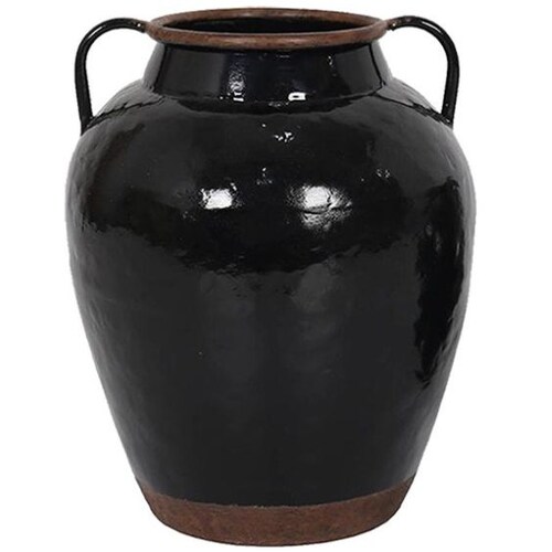Florero de Metal Negro Brillante Grande Mideko Home