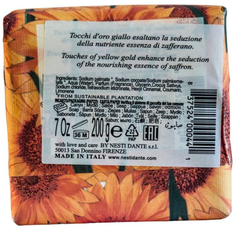 Nesti Dante Jabón Aroma Girasol y Azafrán 200 g image number 2