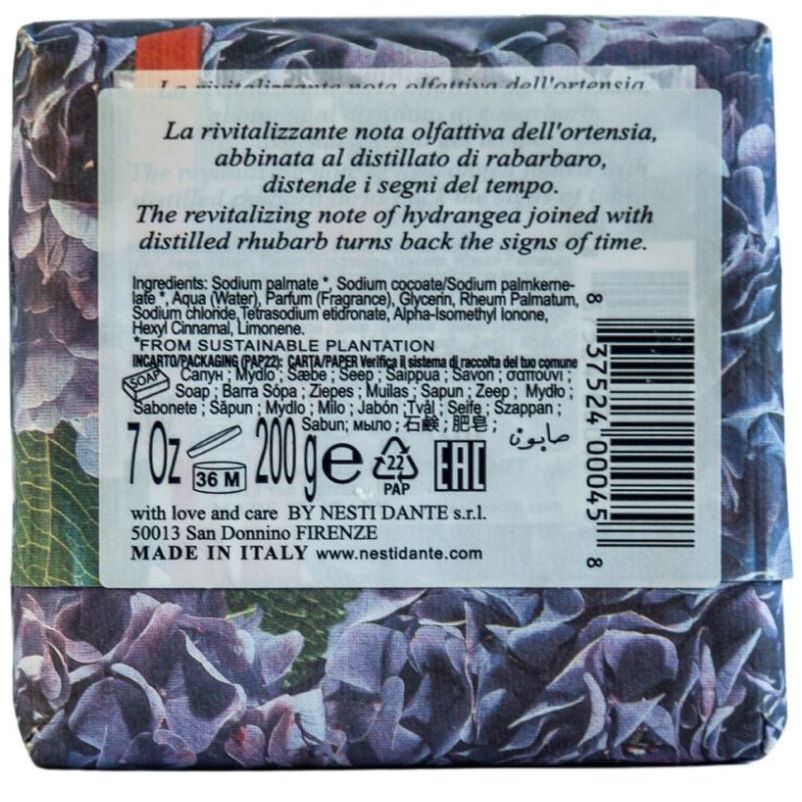 Nesti Dante Jabón Aroma Hortensia y Ruibarbo 200 g image number 2