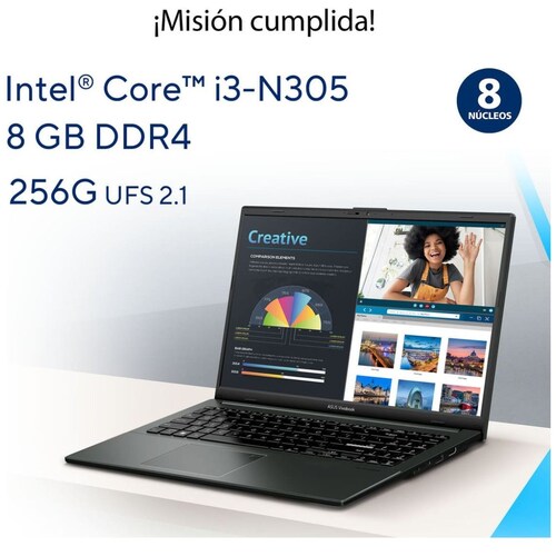 Laptop Asus Vivobook Go E1504Ga-Nj179W Ci3 N305 8G 256G+ Mochila y Mouse