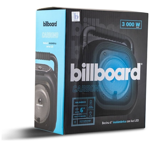 Bocina Bluetooth Billboard 6" Carbono con Luz Led